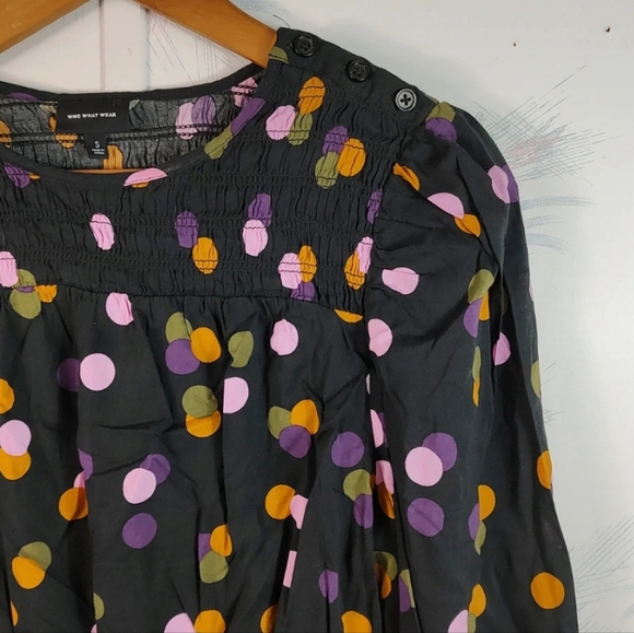 WhoWhatWear Polka Dot Women's Top - Black, Pink, Orange - Picture 2 of 10